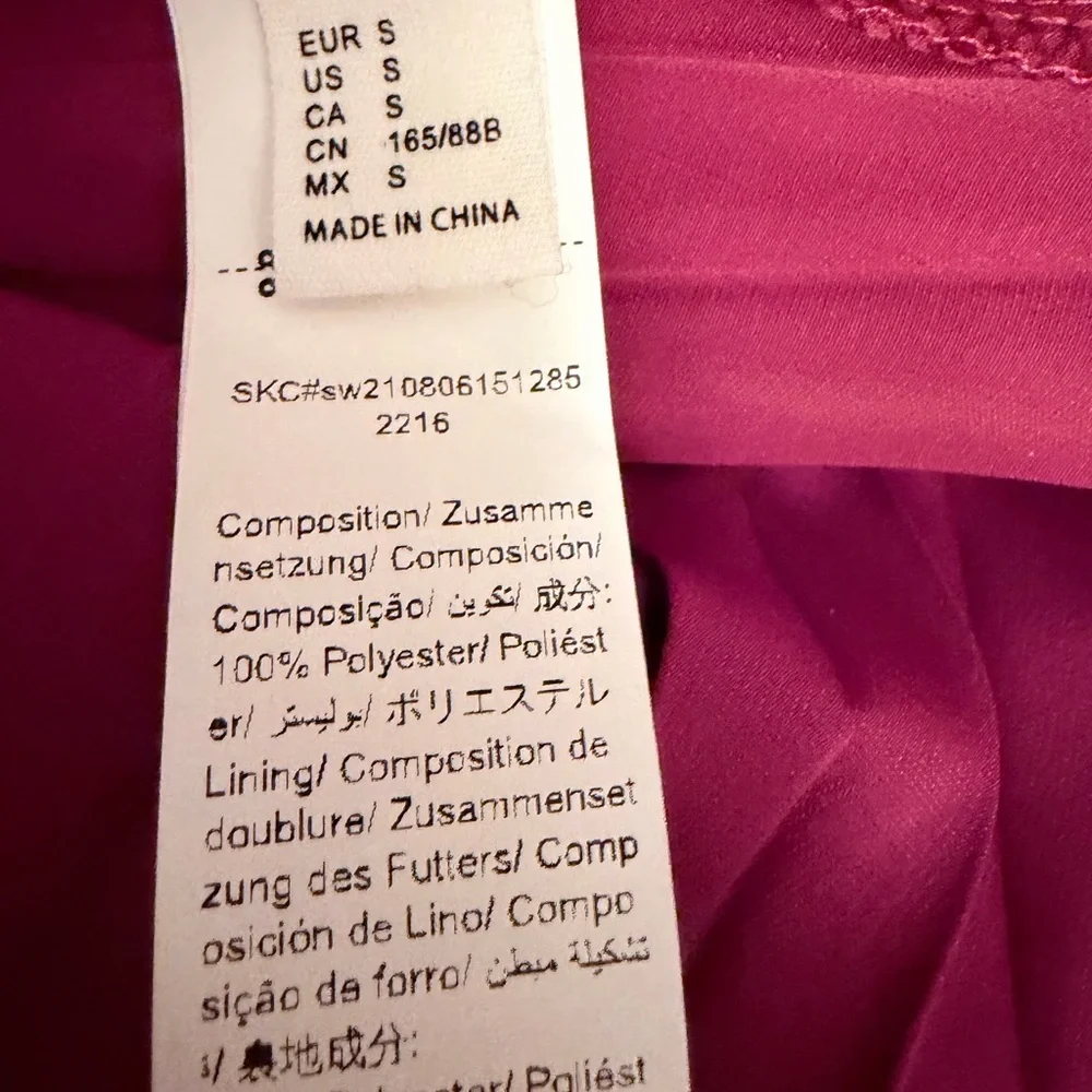 SZ S Chic Burgundy Pleated Ankle Length Skirt with Elastic Waistband